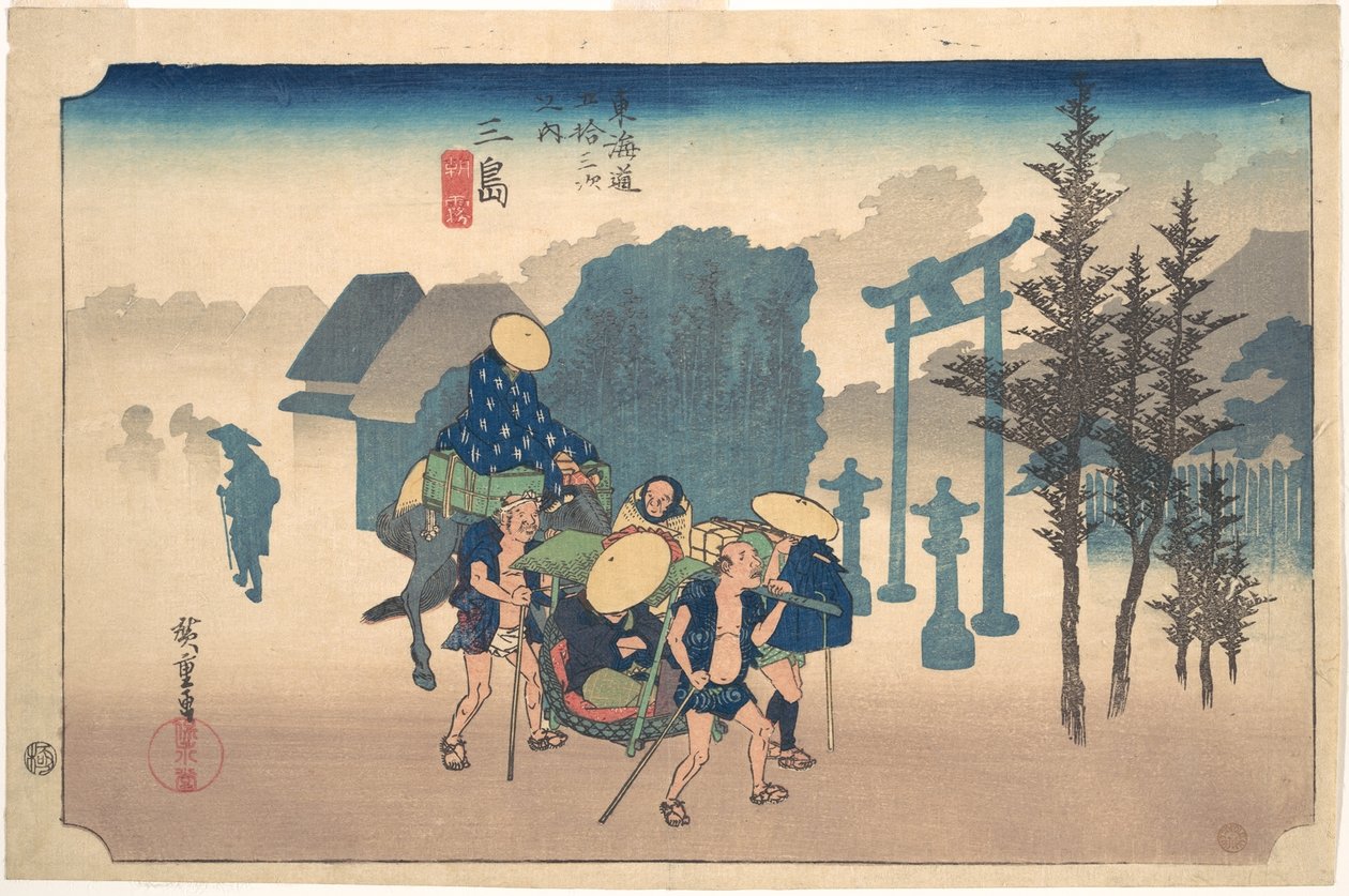 Ranní mlha v Mišimě od Utagawa Hiroshige