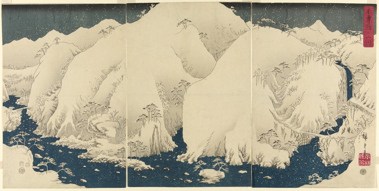 Idea d River sound te foundation loa d (Yamakawa v Kisoji) od Utagawa Hiroshige