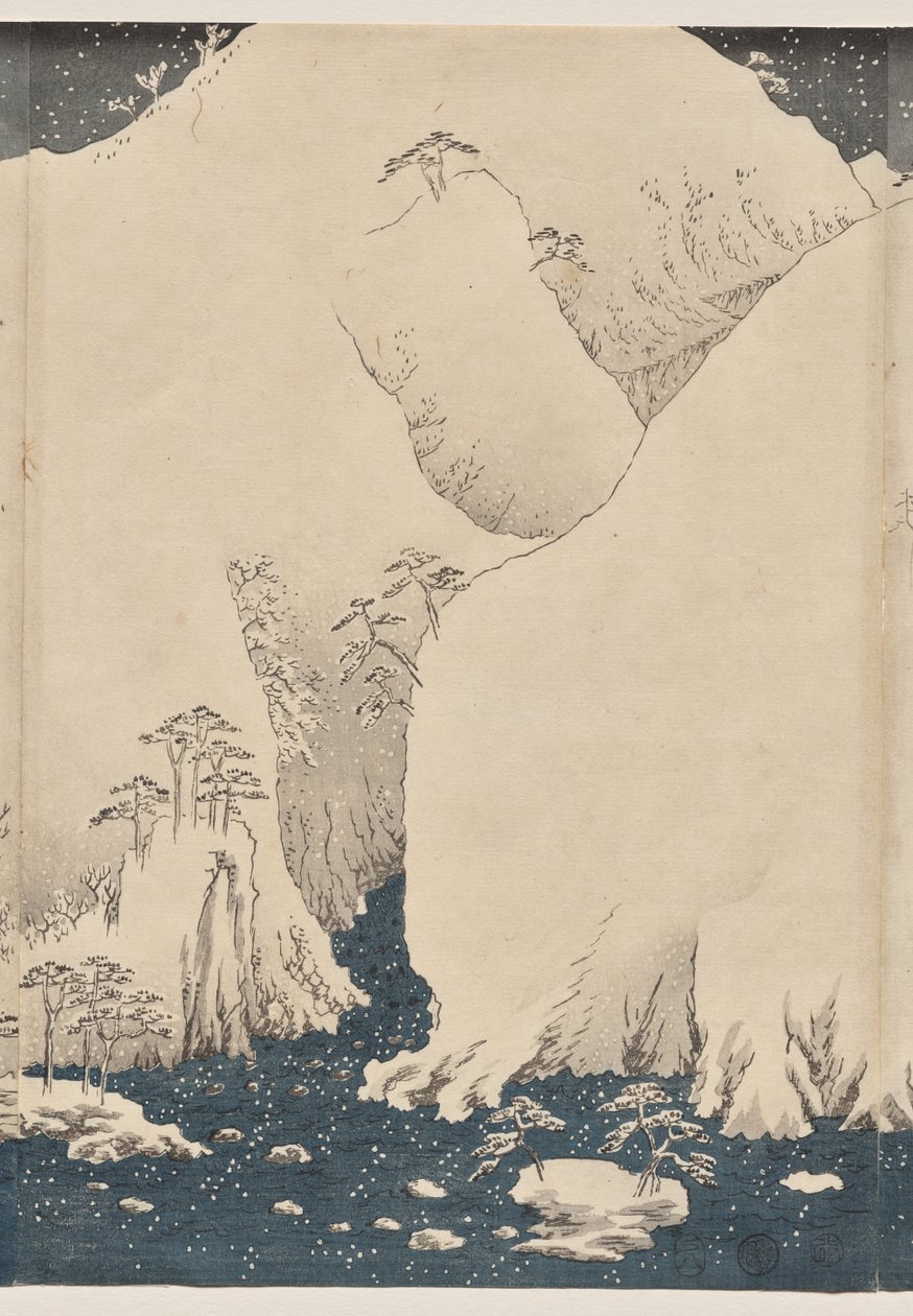 Hora a řeka na Kiso Road od Utagawa Hiroshige