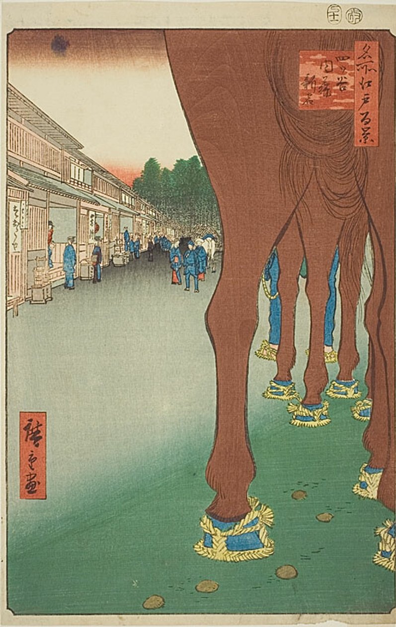 Naito Shinjuku v Yotsuya (Yotsuya Naito Shinjuku), č. 86 ze série "Sto slavných pohledů na Edo (Meisho Edo hyakkei)". od Utagawa Hiroshige