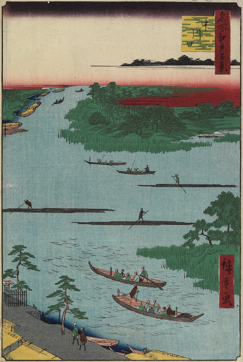 Nakagawa River Mouth, březen 1857 od Utagawa Hiroshige