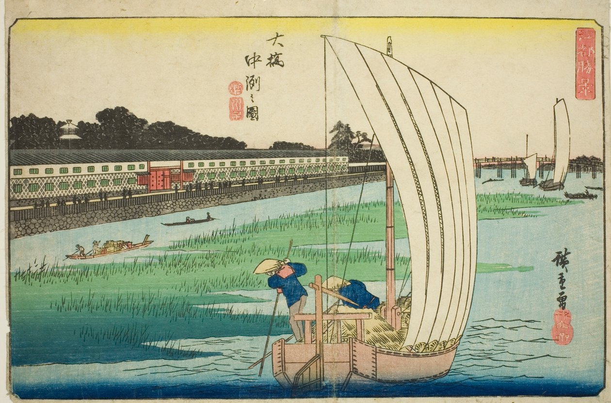 Nakasu u hůlek (kresba hůlek Nakasu), z te série s od Utagawa Hiroshige
