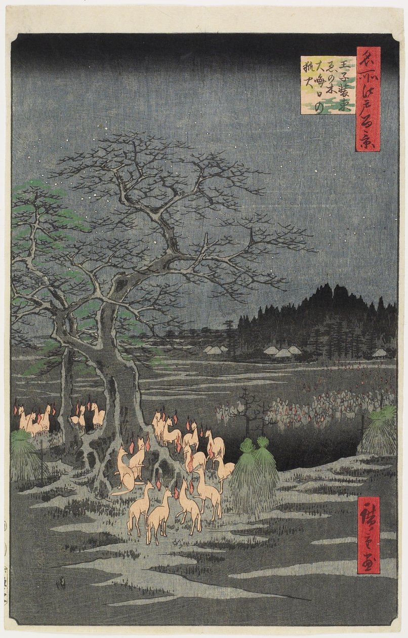 Silvestrovské požáry u Nettle Tree, O_ji, září 1857 od Utagawa Hiroshige