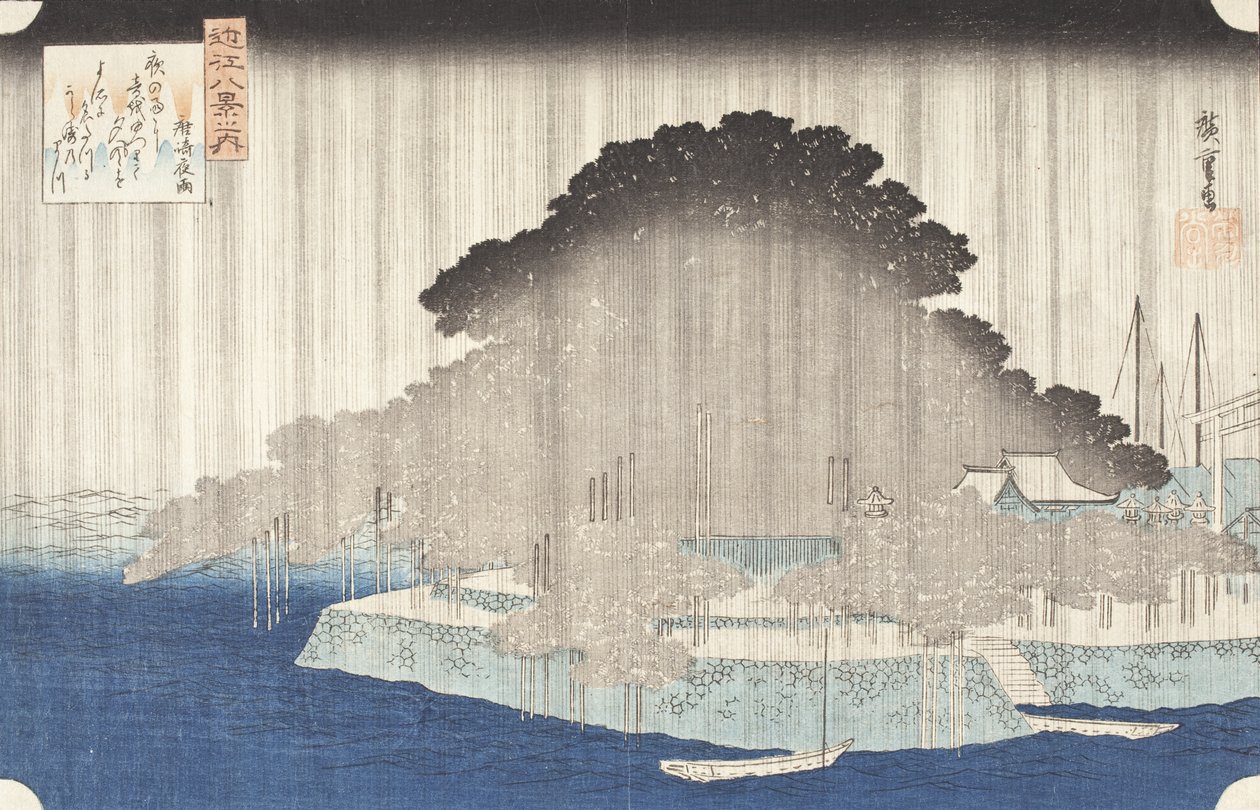 Noční déšť v Karasaki od Utagawa Hiroshige