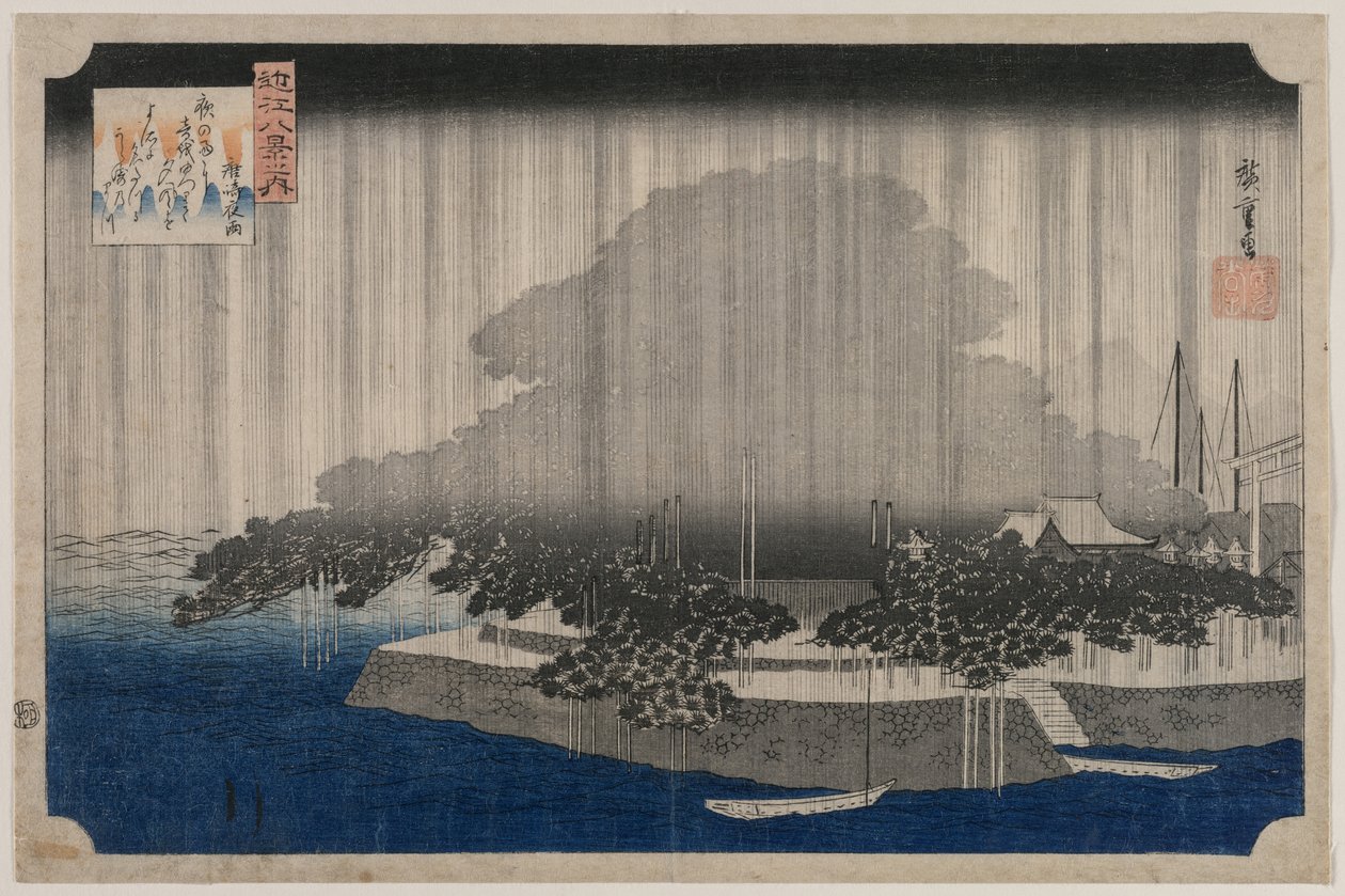 Noční déšť v Karasaki, ze série Osm pohledů na Omi od Utagawa Hiroshige