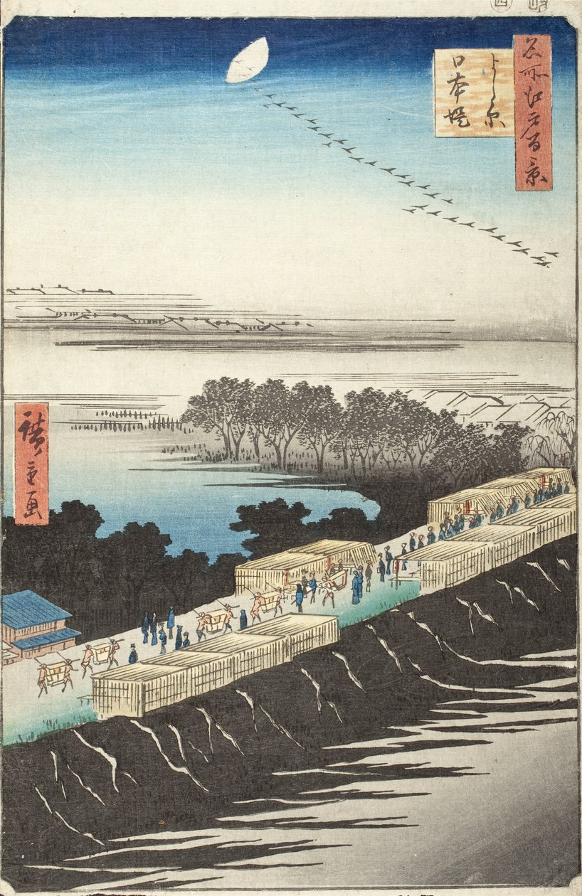 Nihonský nábřežní val, Jošiwara od Utagawa Hiroshige