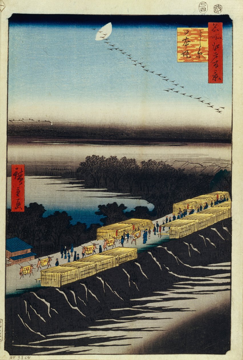 Nábřeží Nihon a Yoshiwara Sto slavných pohledů na Edo, 1856-1858 od Utagawa Hiroshige