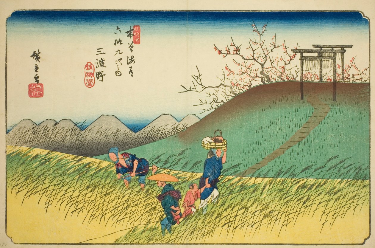 z. 42: Mido, ze série "Shi x ty ne S ta ons of the kisokaido" od Utagawa Hiroshige