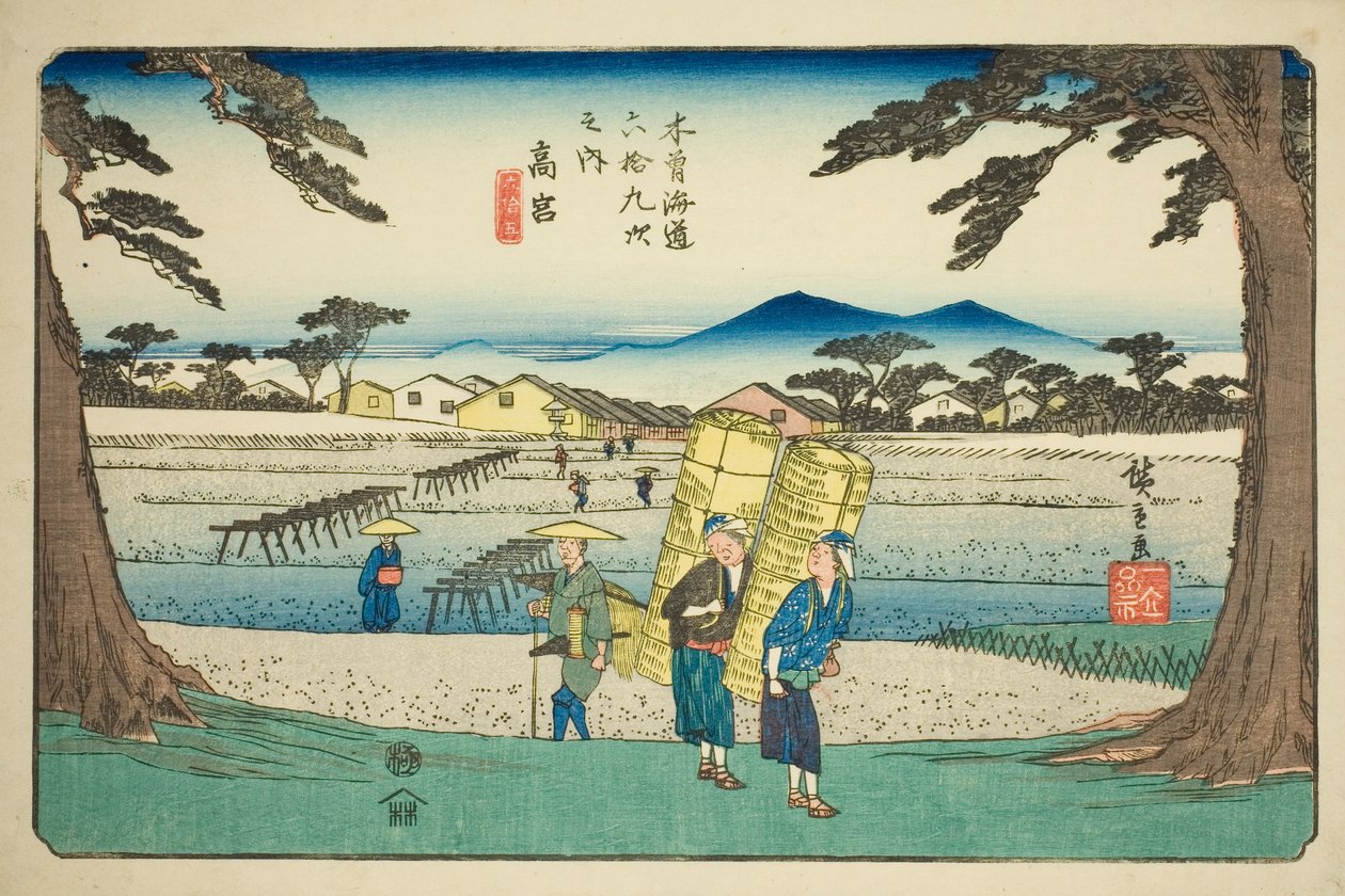 z. 65: Takamiya, ze seriálu "Šestý devět kisokaidó" od Utagawa Hiroshige