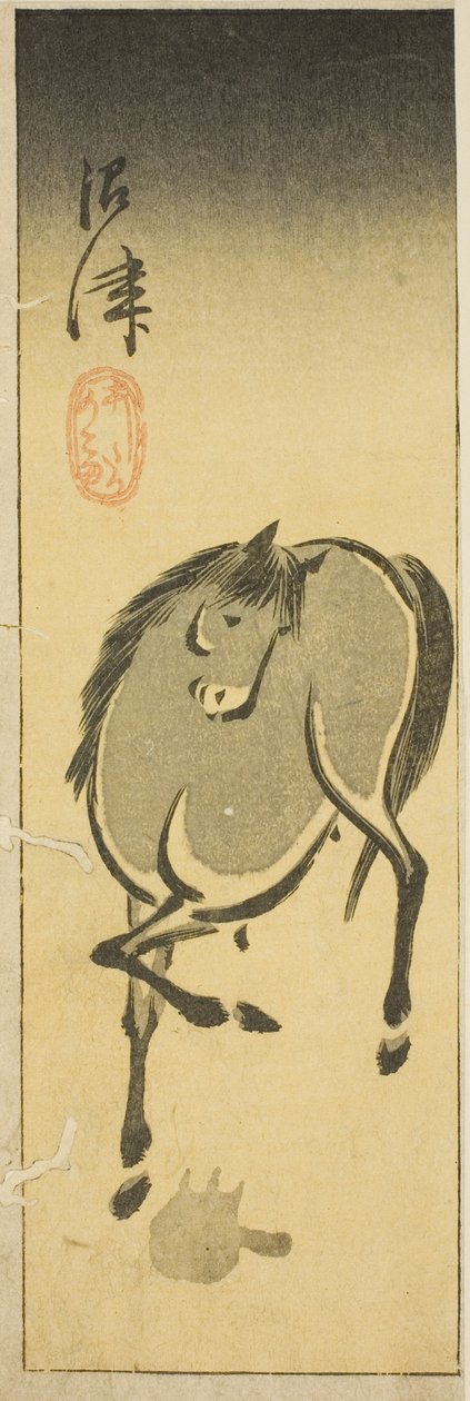 Numazu, část listu č. 3 ze série "Vystřižené obrázky Tokaida (Tokaido harimaze zue)" od Utagawa Hiroshige
