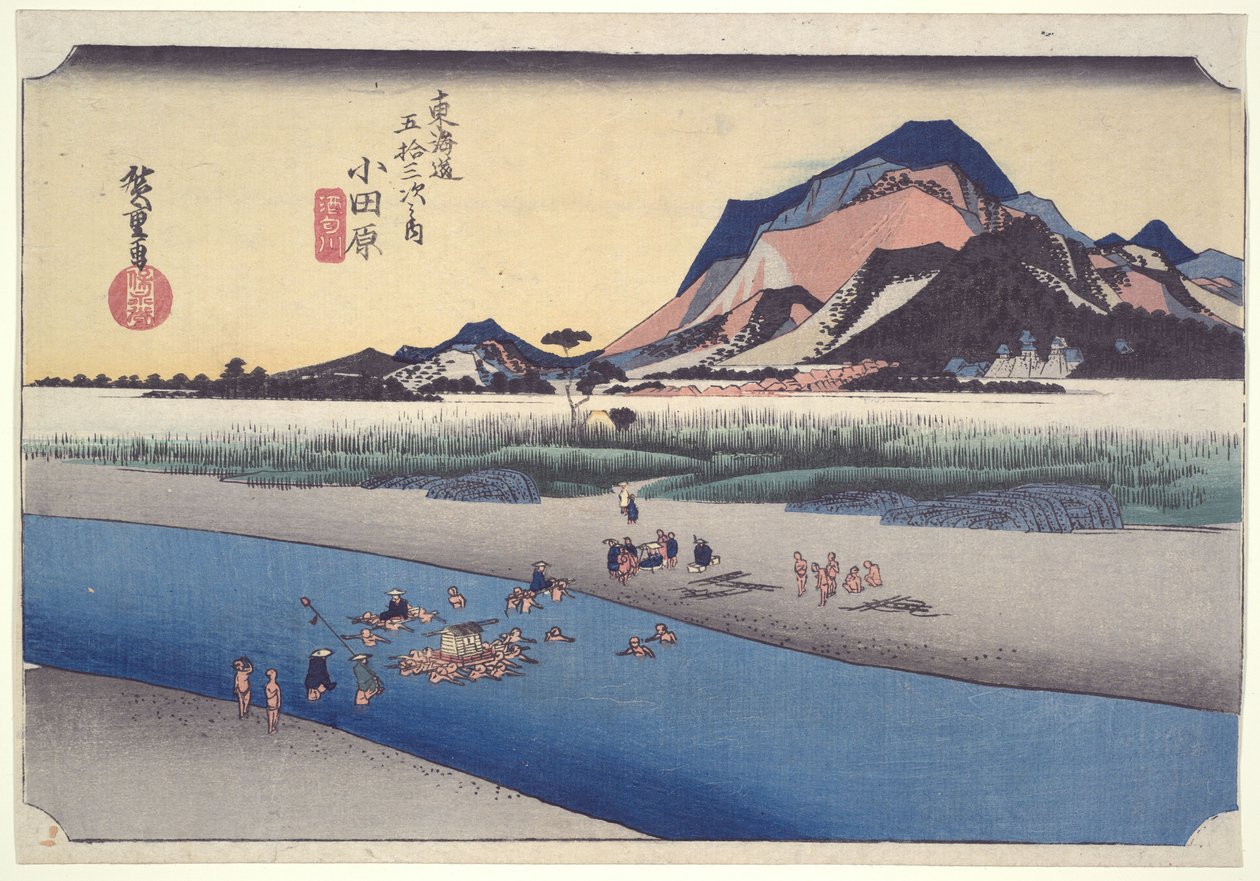 Odawara Sakawa-gawa, ze série „Padesát tři stanice na cestě Tōkaidō“ od Utagawa Hiroshige