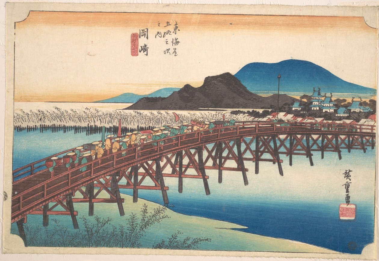 Okazaki, most Tenshin od Utagawa Hiroshige