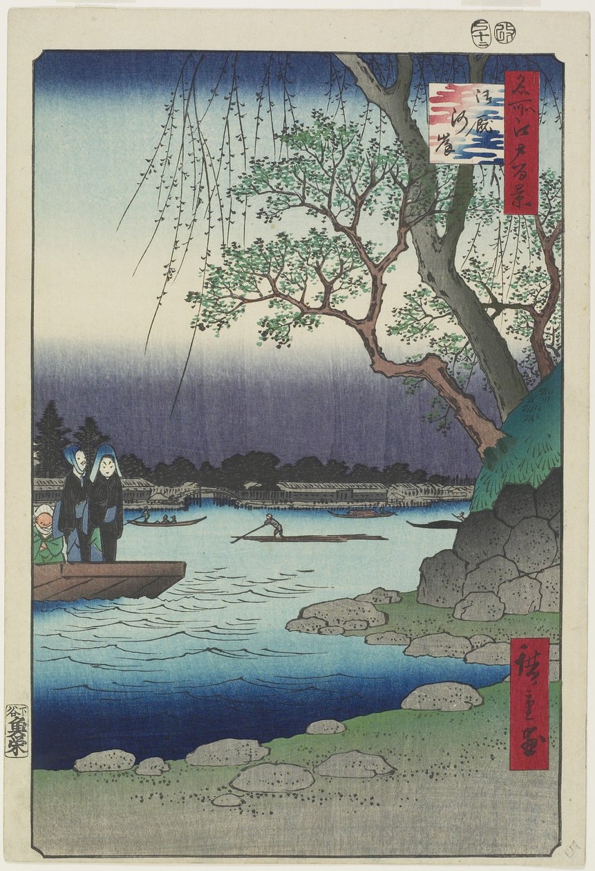 Onmaya Riverbank, prosinec 1857 od Utagawa Hiroshige