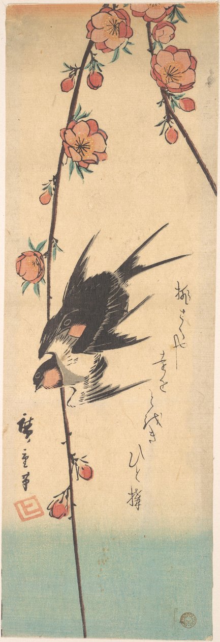 Birnenblüten und Schwalben od Utagawa Hiroshige