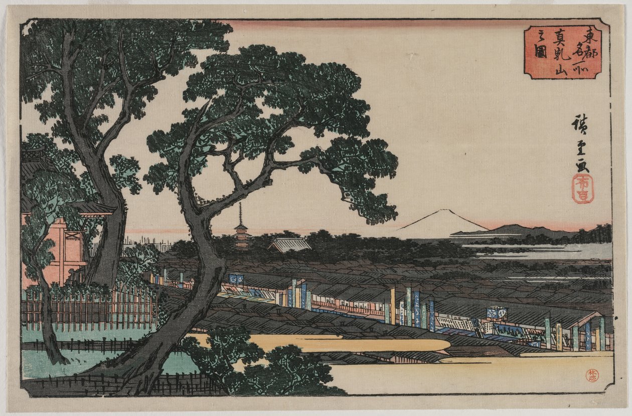 Obrázek Matsuchiyama, ze série Slavná místa ve východním hlavním městě od Utagawa Hiroshige