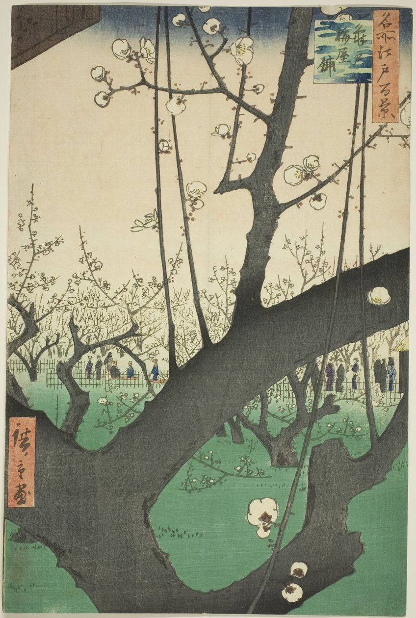 Pum ga r t Kameido (Kameido Umeyashiki), ze série "Ridge d re d f s Pohledy na Edo (Sto slavných pohledů na Edo)" od Utagawa Hiroshige
