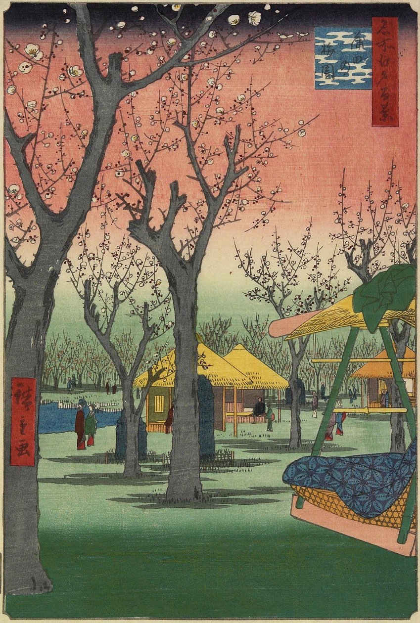 Švestková zahrada v Kamata, únor 1857 od Utagawa Hiroshige