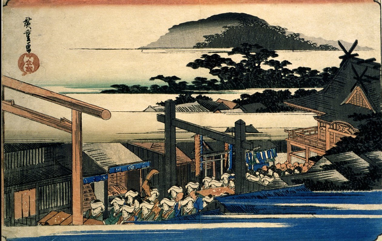 Areál svatyně Šiba Šinmei (Shiba Shinmei keidai) od Utagawa Hiroshige