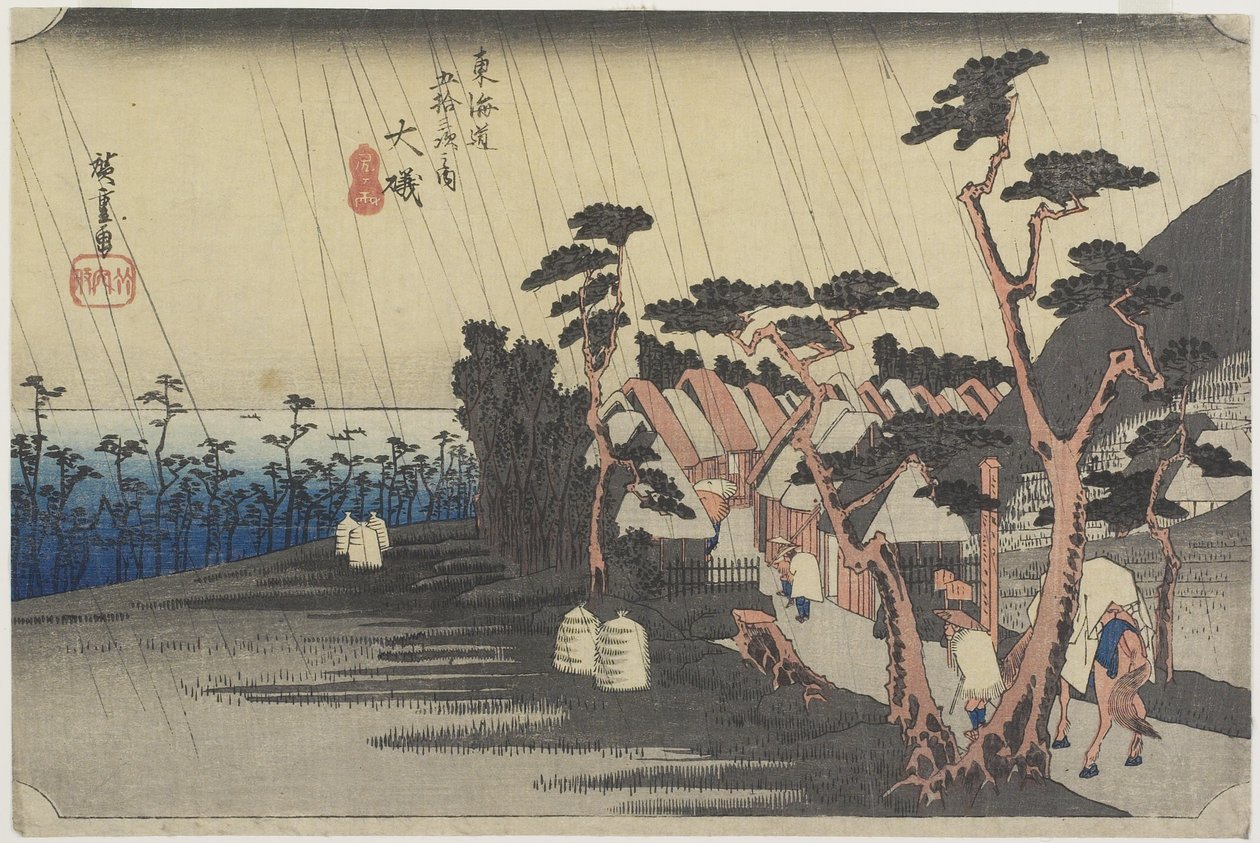 Déšť princezny Tory, O_iso, c. 1833 od Utagawa Hiroshige
