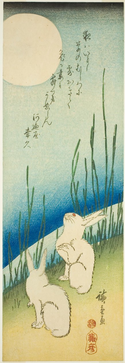 Králíci za úplňku od Utagawa Hiroshige