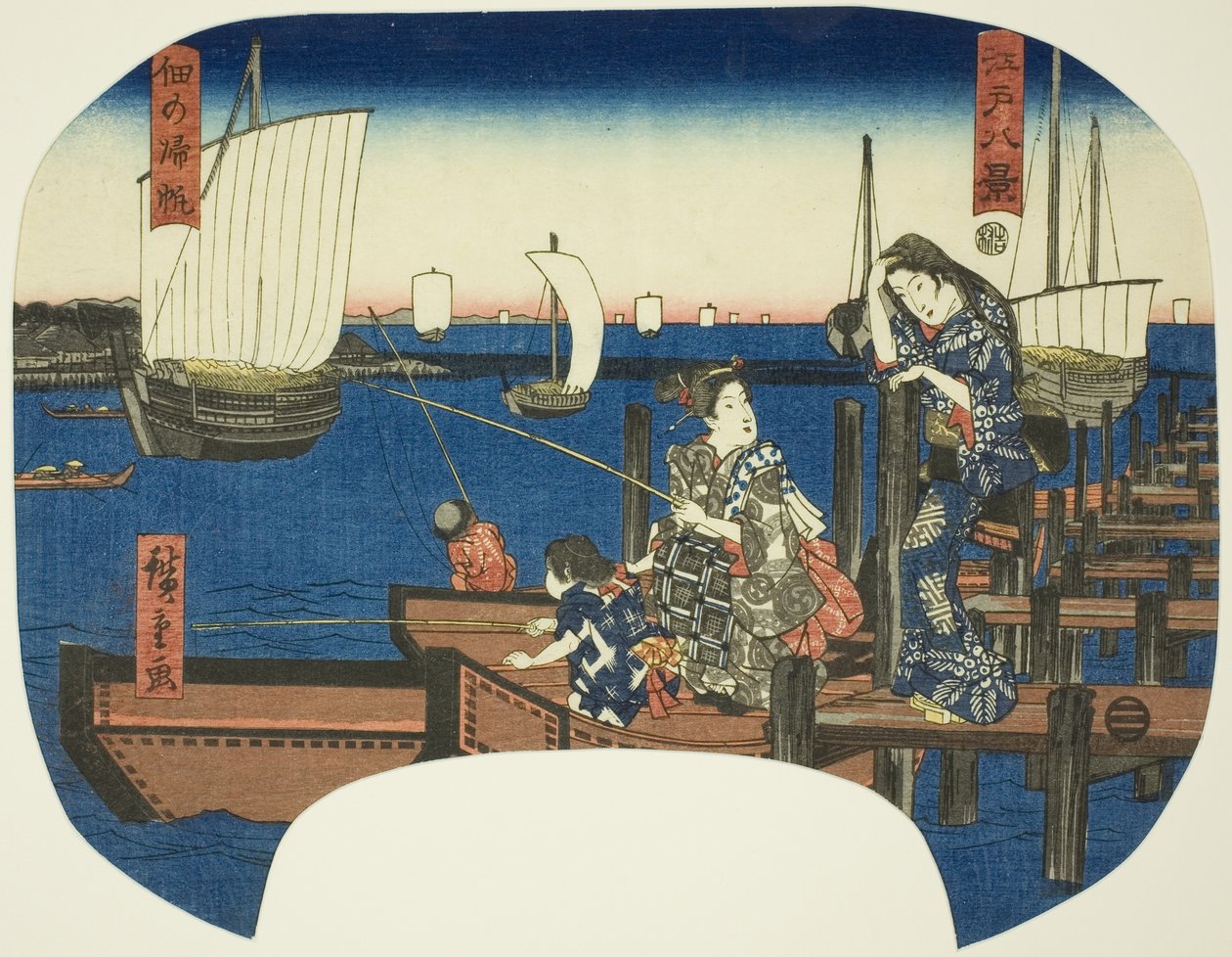 Řádek r lidé g opět ls na tsukuda (norma tsukuda), ze série te od Utagawa Hiroshige