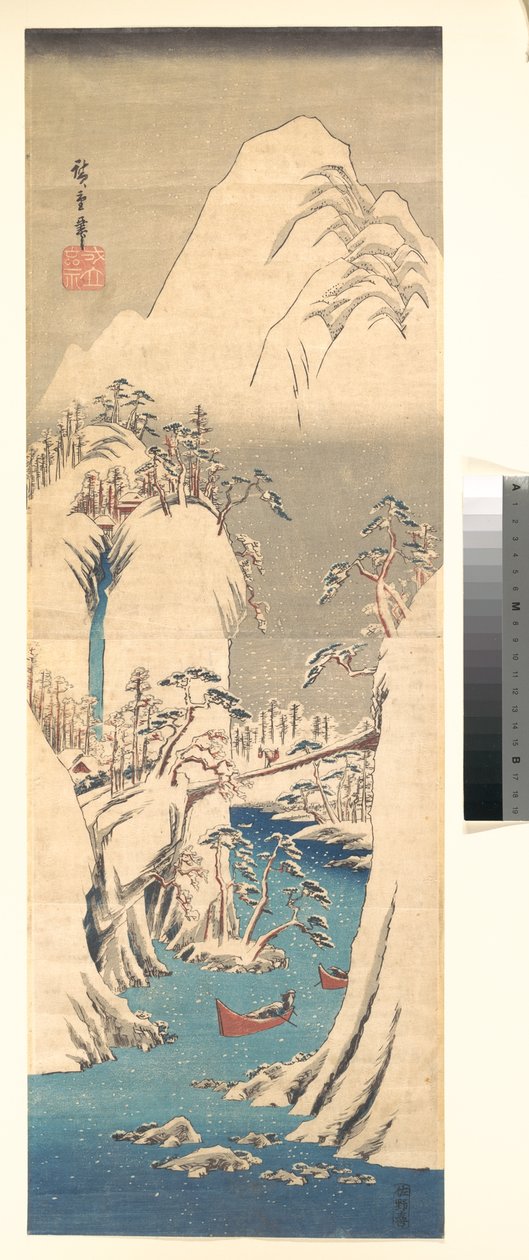 Flussschlucht im Schnee od Utagawa Hiroshige