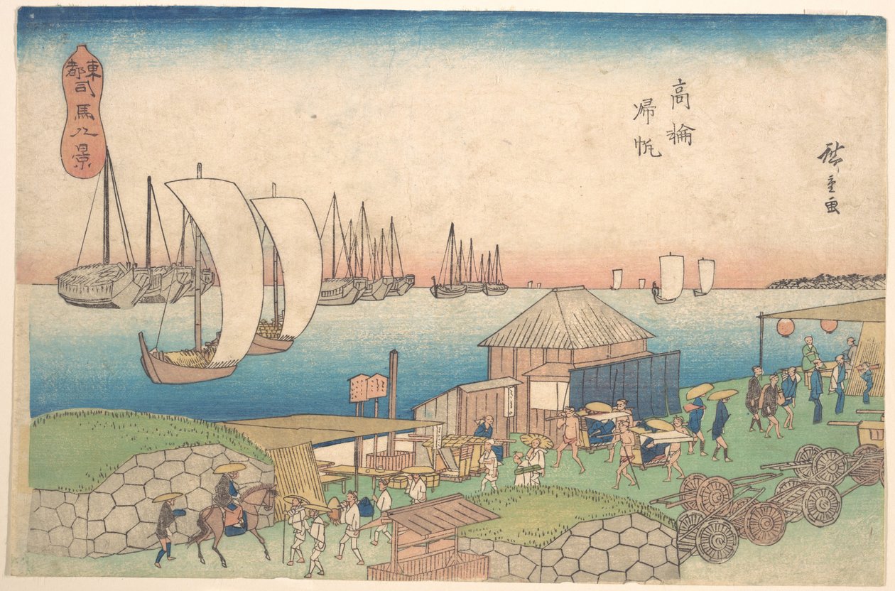 Pohled na řeku u Takanawy od Utagawa Hiroshige