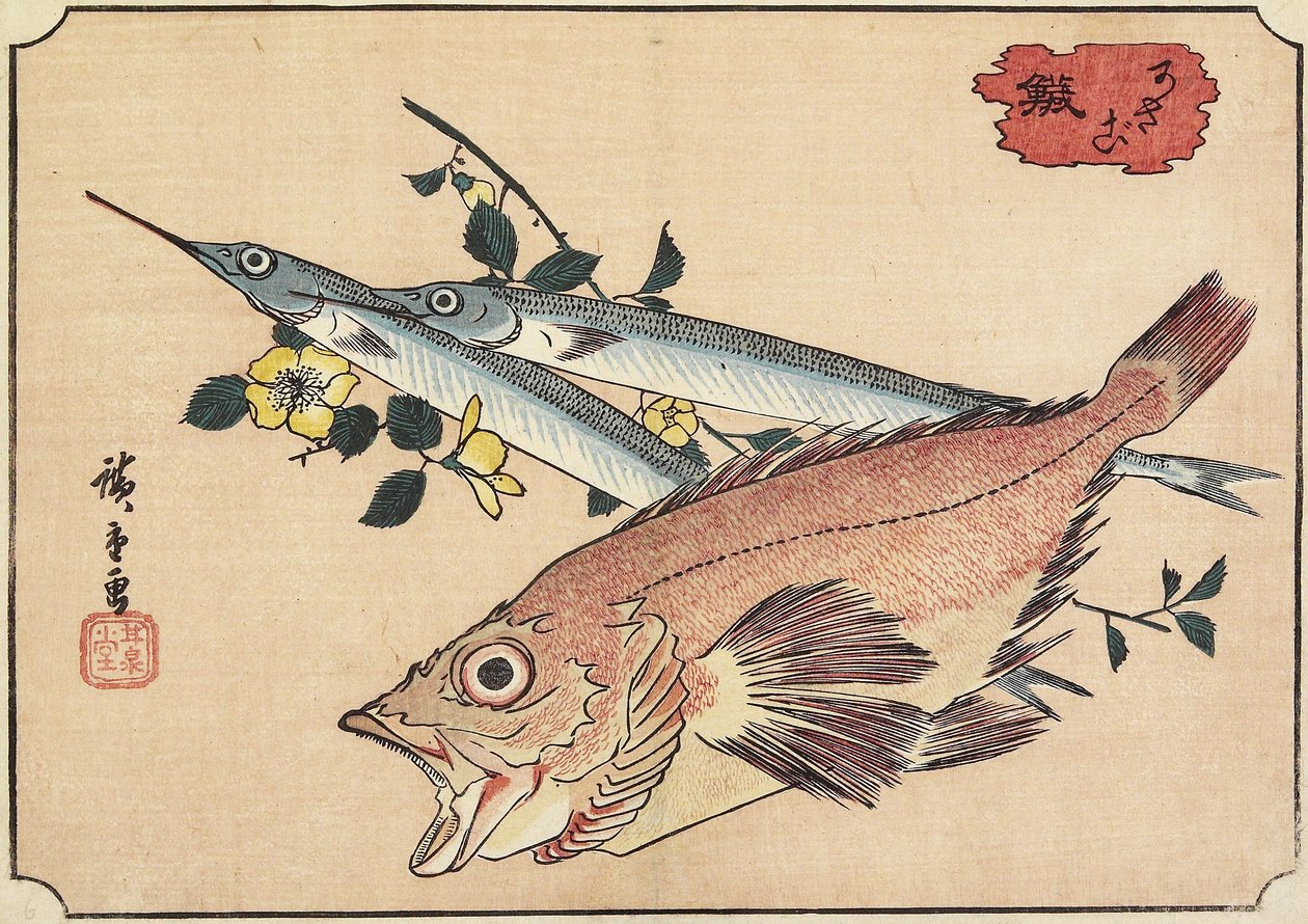 Rockfish and Halfbeak, počátek 19. století od Utagawa Hiroshige