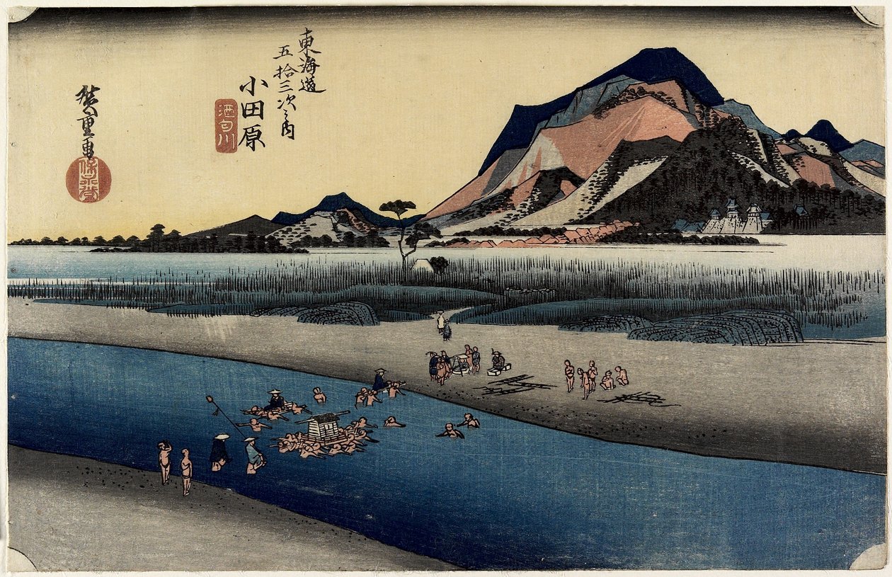 Řeka Sakawa, Odawara, asi 1833 od Utagawa Hiroshige
