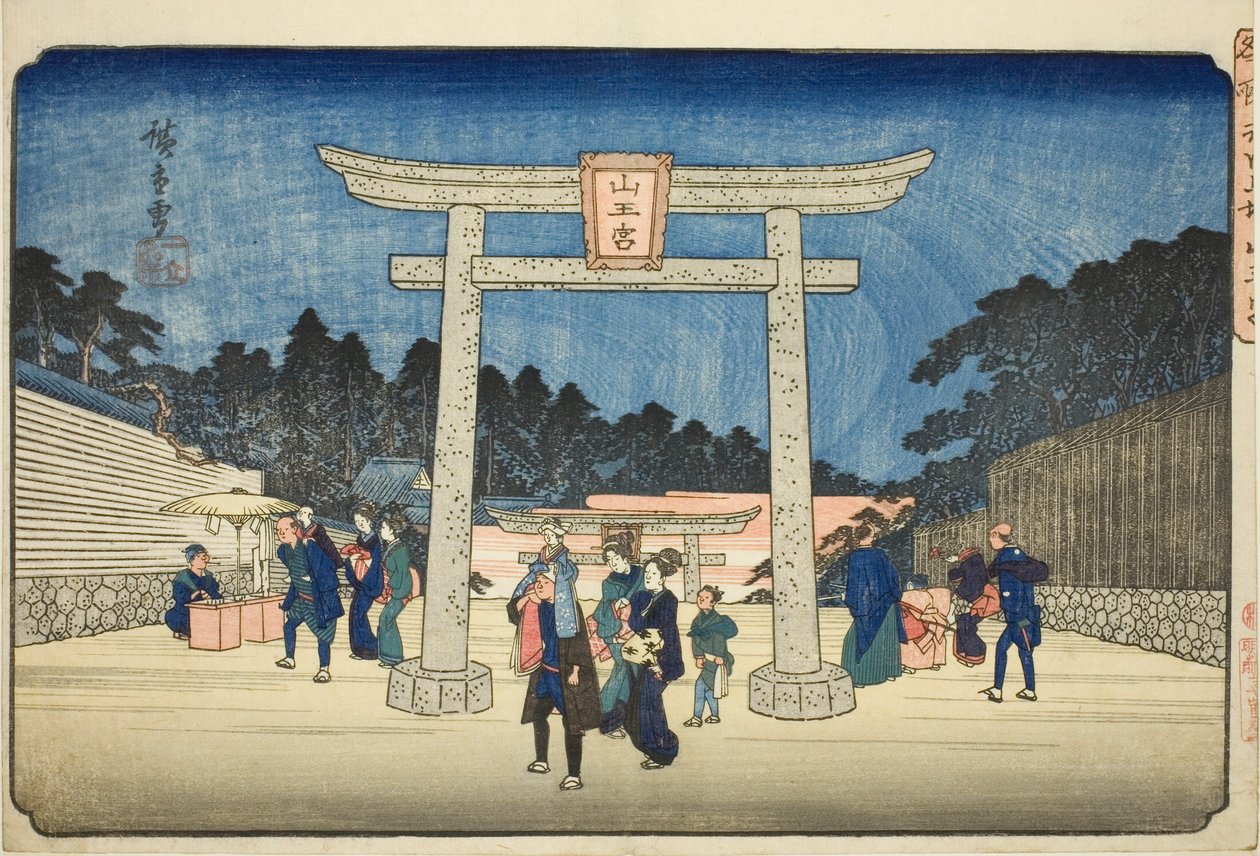 Svatyně Sanno v Nagatababa (Nagatababa Sannogu), ze série „Slavná místa ve východním hlavním městě“ od Utagawa Hiroshige