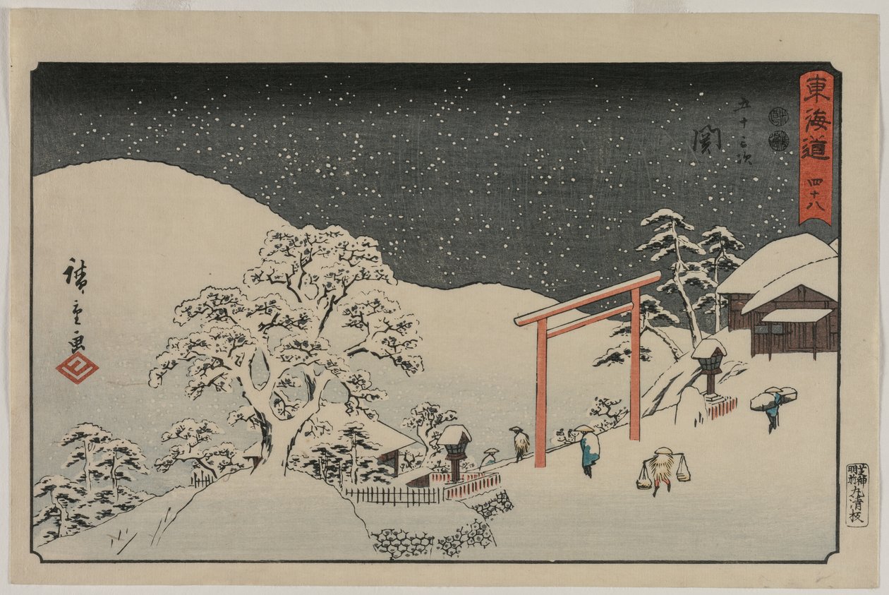 Seki, ze série Padesát tři stanic Tōkaidō od Utagawa Hiroshige