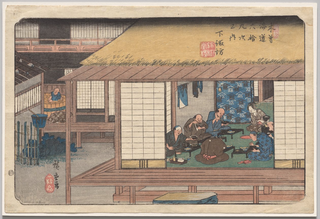 Shimosuwa, ze série Šedesát devět stanic Kisokaidō od Utagawa Hiroshige