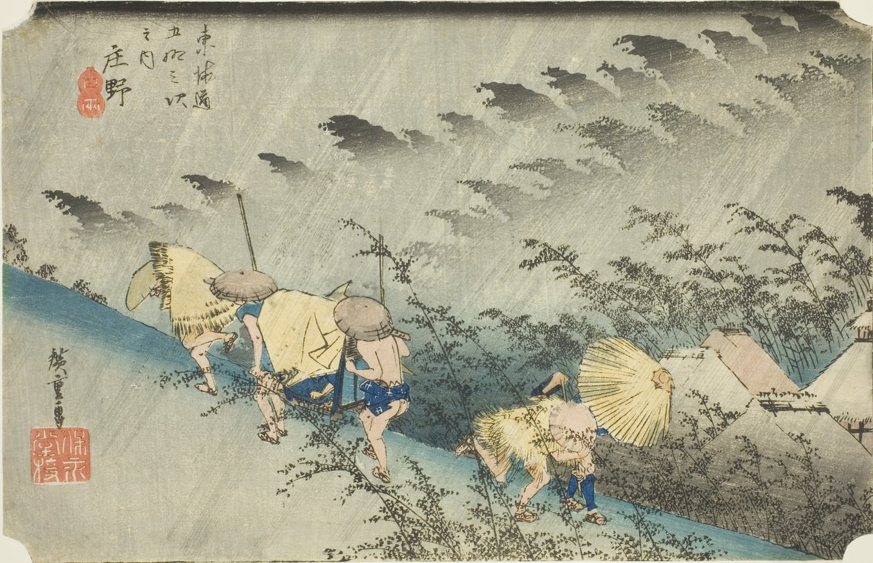 Shono: D-Ring Line (Shono Hakuu), ze série „Padesát tři S Tokaidského Goju-san příštího), od Utagawa Hiroshige