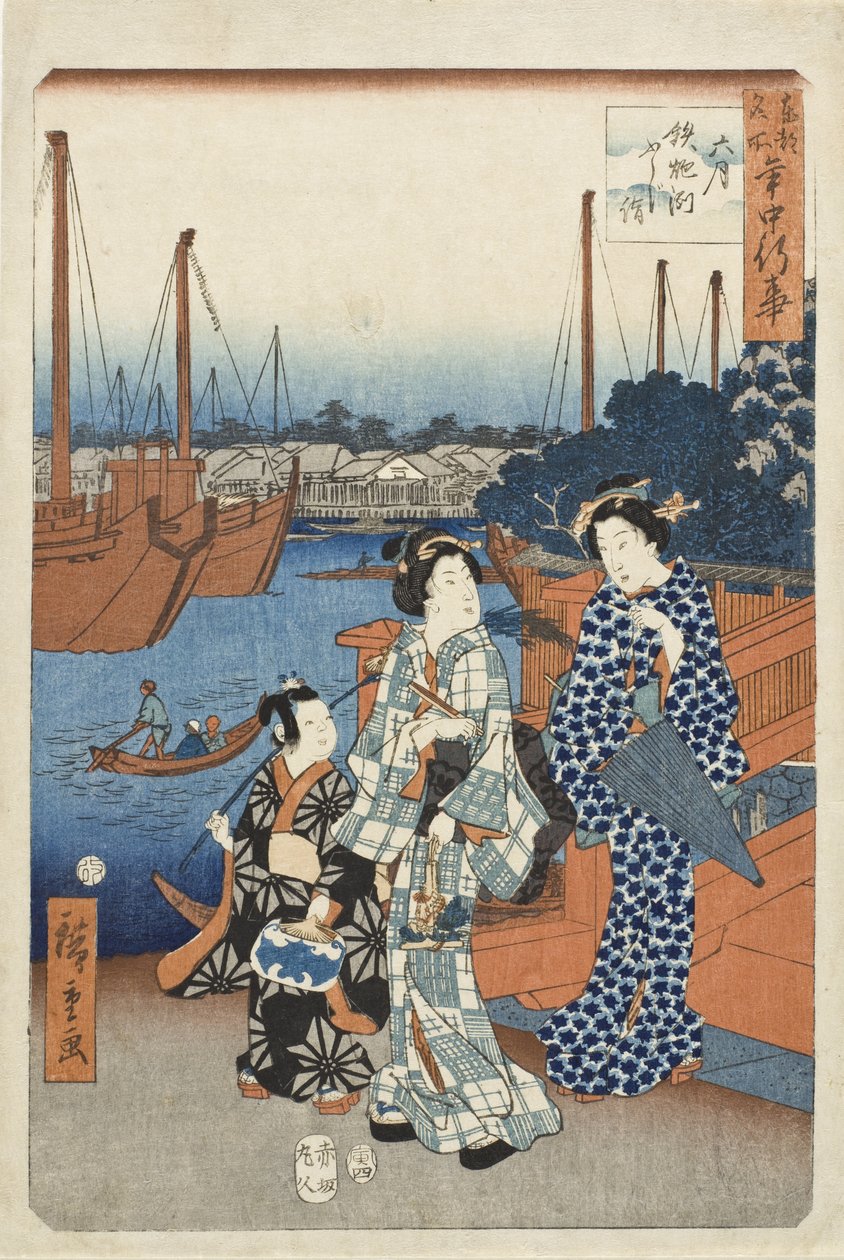 Šestý měsíc, návštěva k pozorování Fudži, Teppozu od Utagawa Hiroshige