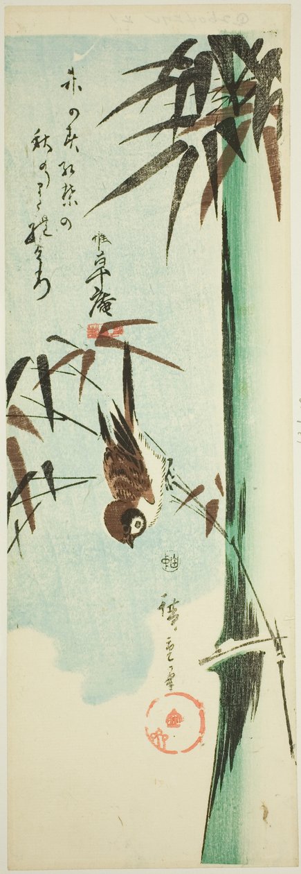 Vrabec a bambus od Utagawa Hiroshige