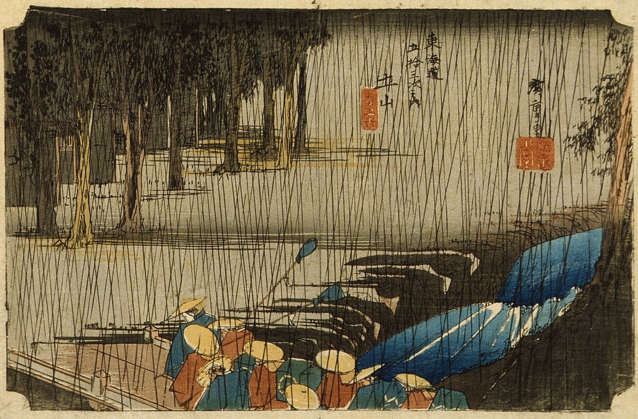Jarní déšť v Tsuchiyamě od Utagawa Hiroshige