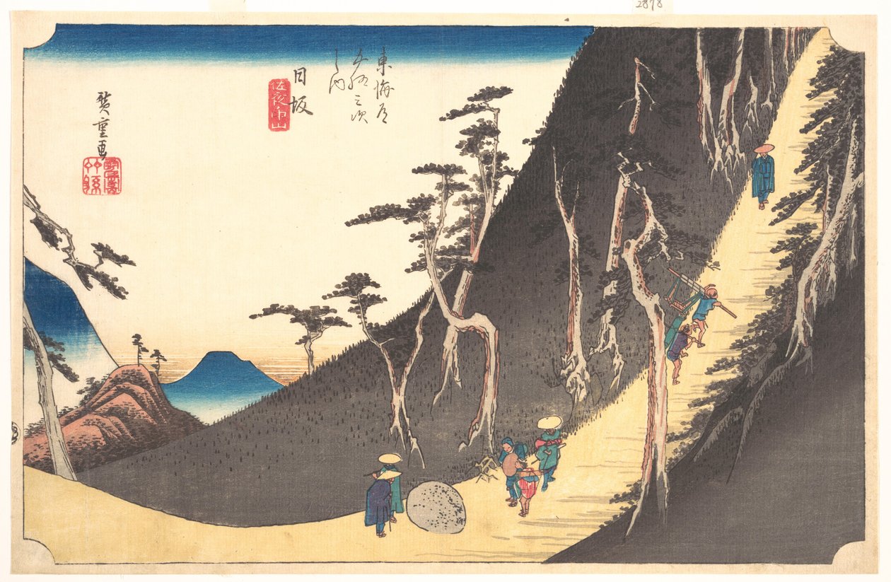 Stanice dvacet šest: Nissaka, Sayo no Nakayama, z Padesáti tří stanic Tókaidó od Utagawa Hiroshige