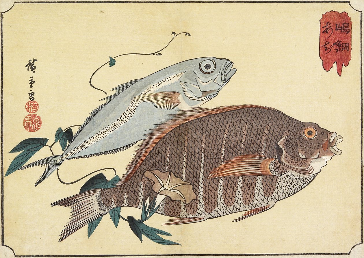 Pruhovaný chňapal a vrana, počátek 19. století od Utagawa Hiroshige