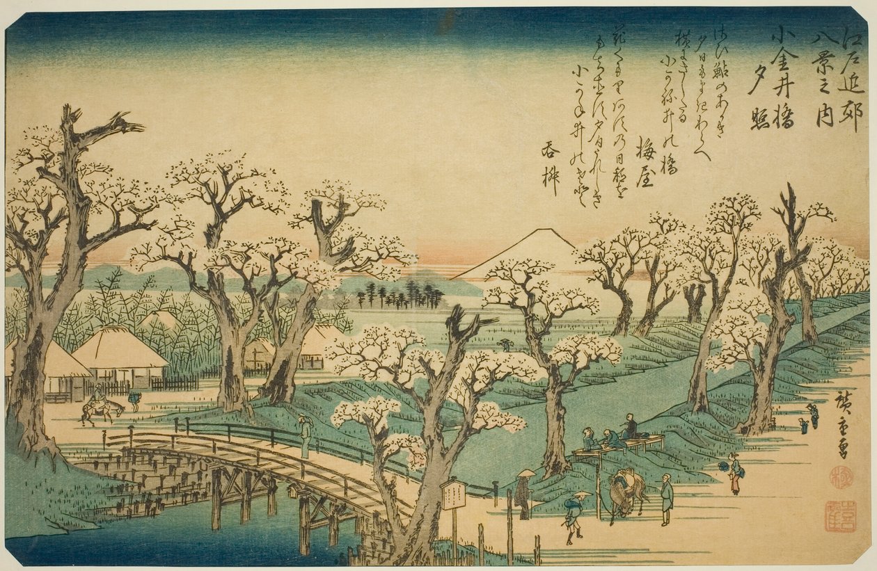 Živě na Koganei Bridge (Koganei-bashi Sekisho), z Te Series od Utagawa Hiroshige