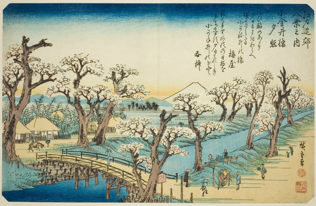 Živě na Koganei Bridge (Koganei-bashi Sekisho), z Te Series od Utagawa Hiroshige