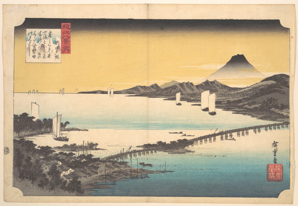 Západ slunce v Setě od Utagawa Hiroshige