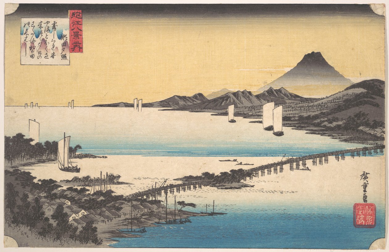 Západ slunce v Setě od Utagawa Hiroshige