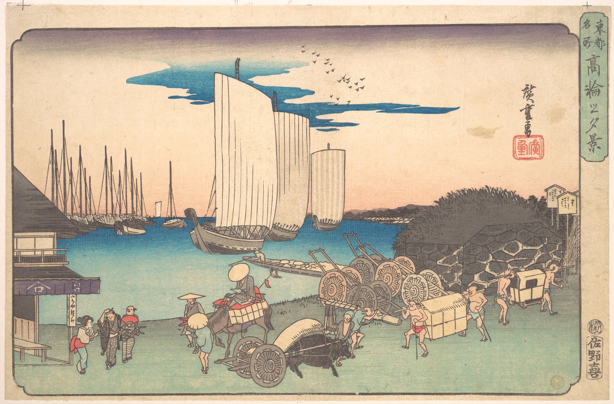 Večerní pohled na Takanawu od Utagawa Hiroshige
