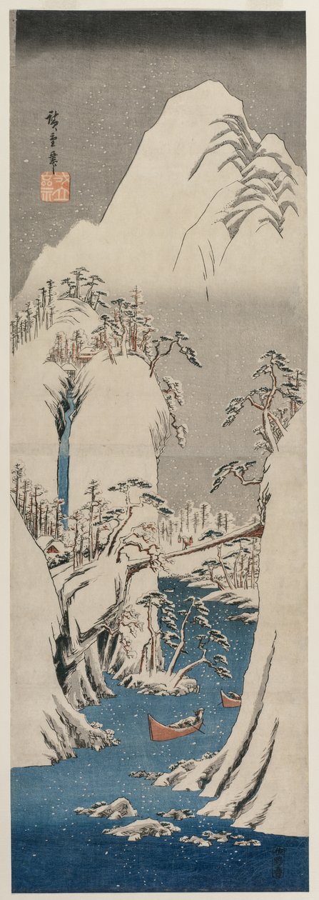 Řeka Fuji ve sněhu od Utagawa Hiroshige