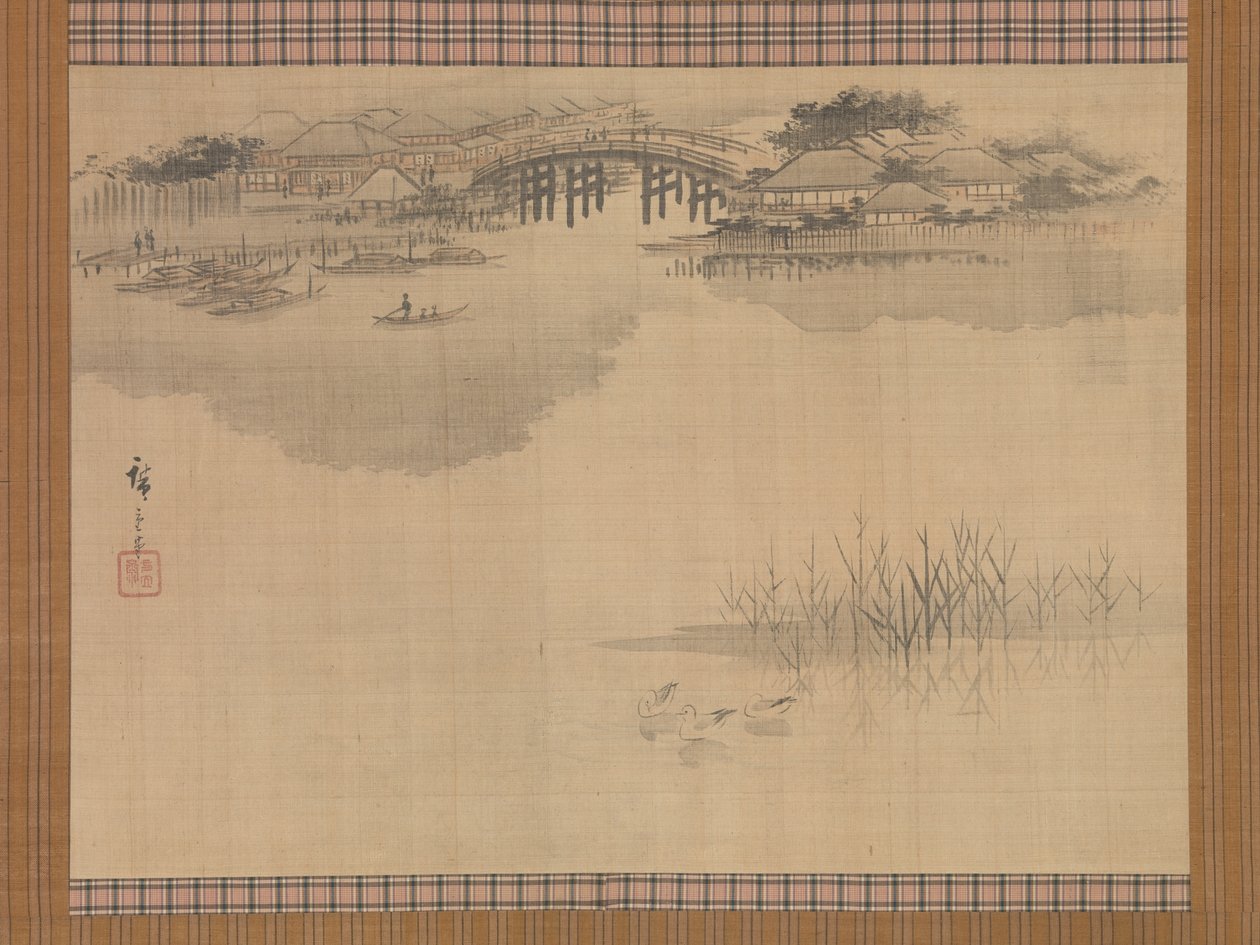 Most Imado na úpatí hory Macuči od Utagawa Hiroshige
