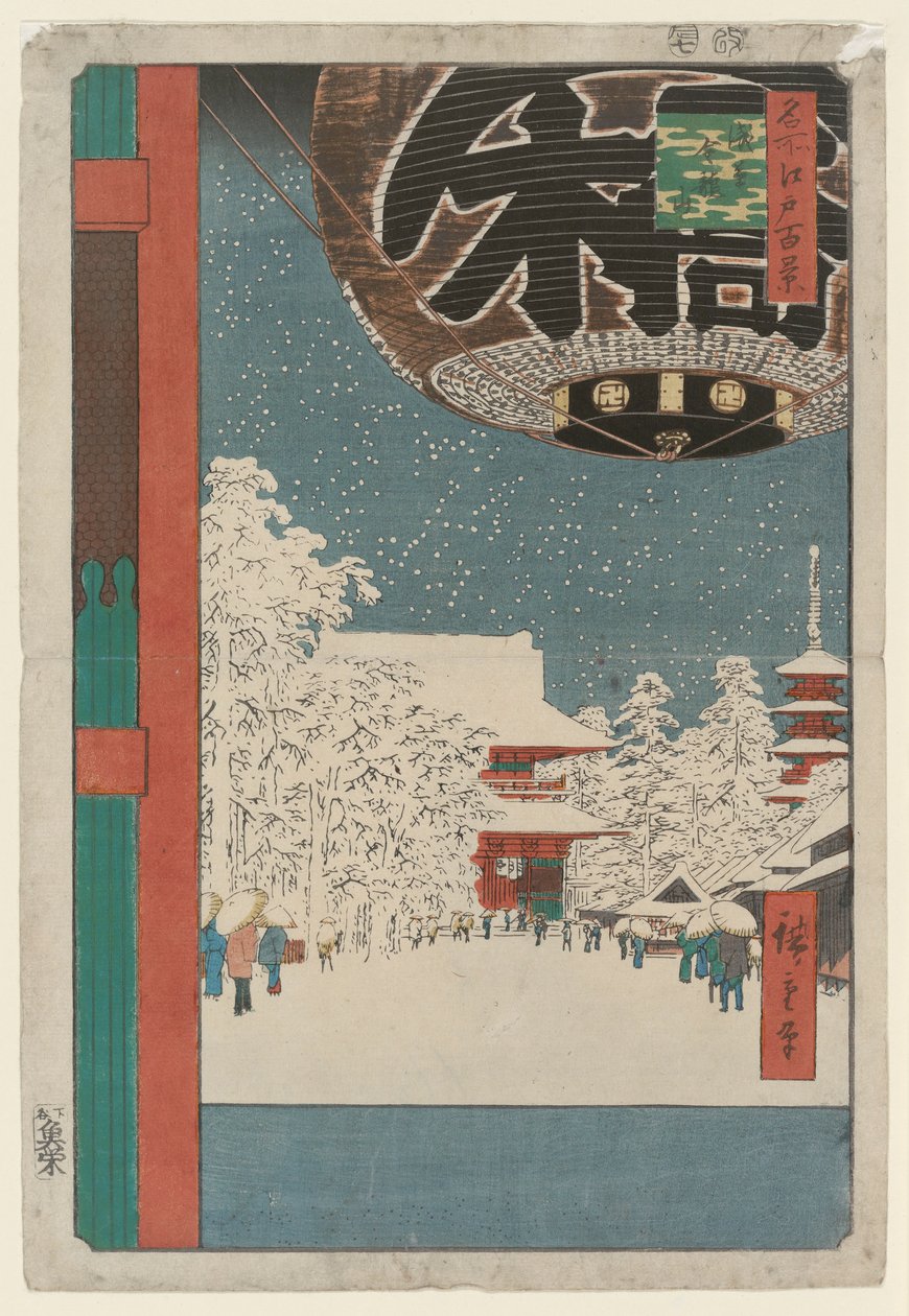 Chrám Kinryuzan, Asakusa, ze série Sto slavných pohledů na Edo od Utagawa Hiroshige