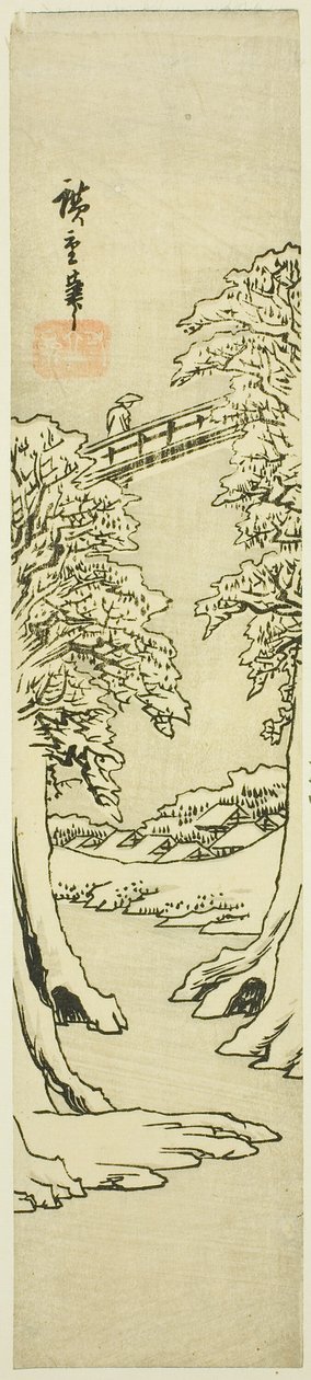 Opičí most v zimě od Utagawa Hiroshige