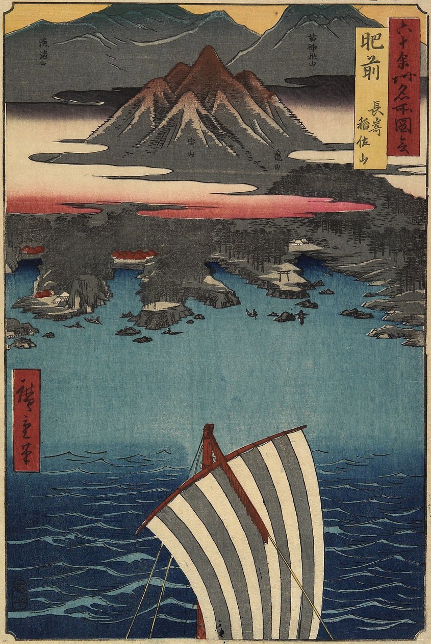 Mount Inasa v Nagasaki, provincie Hizen, květen 1856 od Utagawa Hiroshige