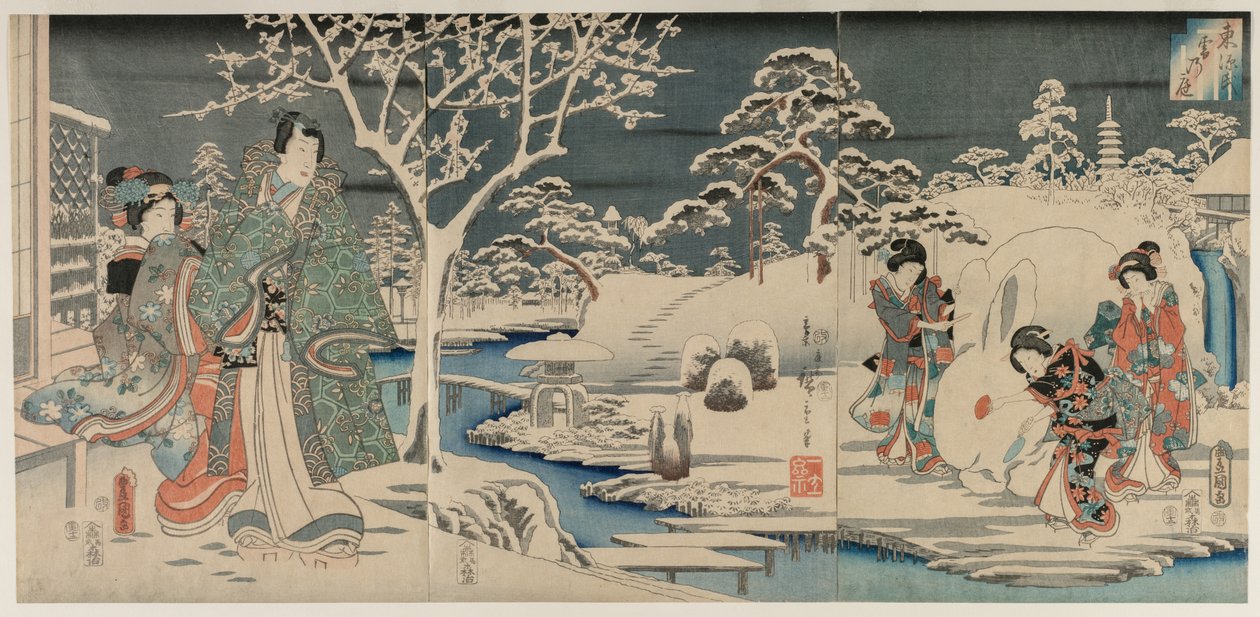 Zasněžená zahrada od Utagawa Hiroshige