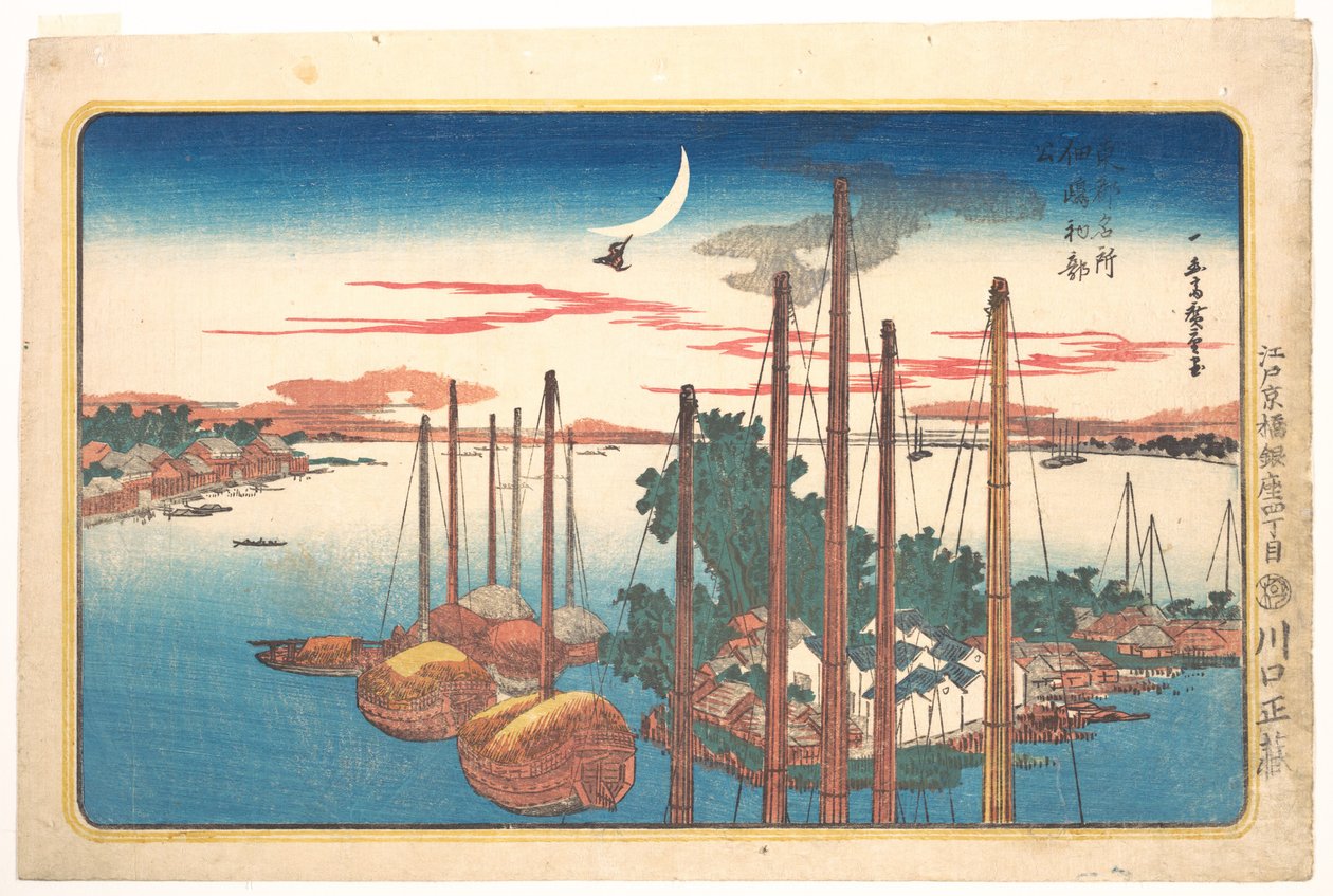 První kukaččí zpěv tohoto roku na ostrově Tsukudajima od Utagawa Hiroshige